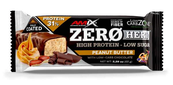 AMIX Zero Hero 31%, proteinová tyčinka, 65 g Příchuť: Arašídové máslo