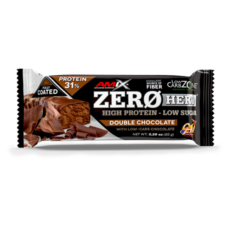 AMIX Zero Hero 31%, proteinová tyčinka, 65 g Příchuť: Dvojitá čokoláda
