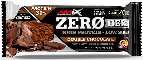 AMIX Zero Hero 31%, proteinová tyčinka, 65 g Příchuť: Dvojitá čokoláda