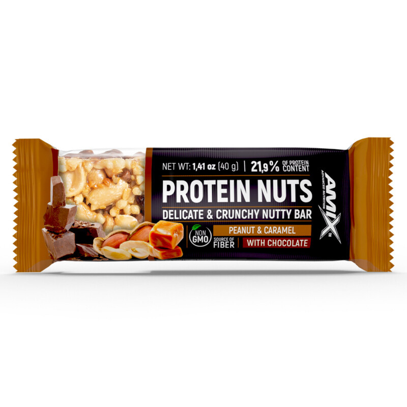 AMIX Protein Nuts Bar, 40 g Příchuť: Arašídy/Karamel