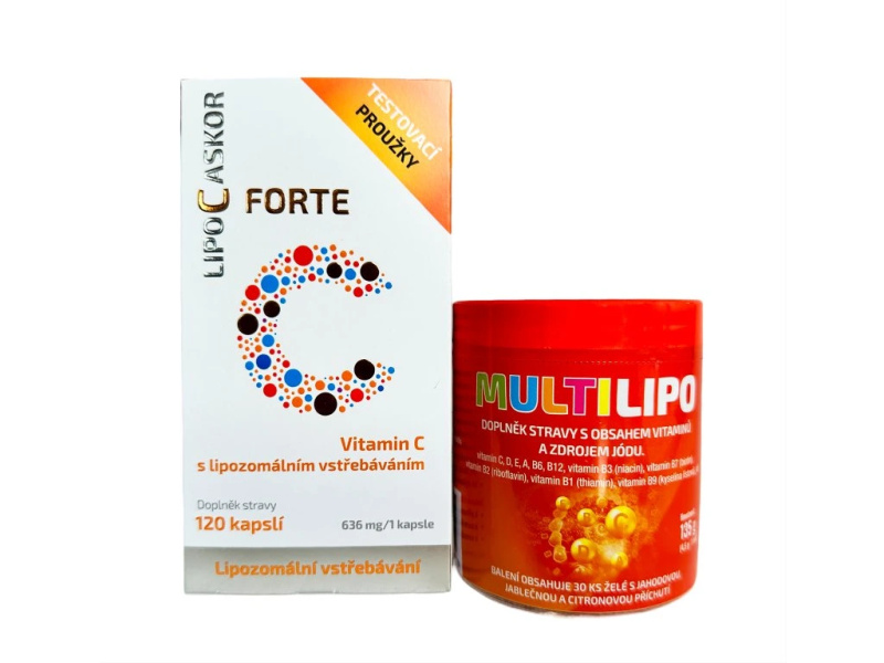 LIPO C ASKOR Forte vitamín C 120 kapslí + Multilipo želé 30 kusů
