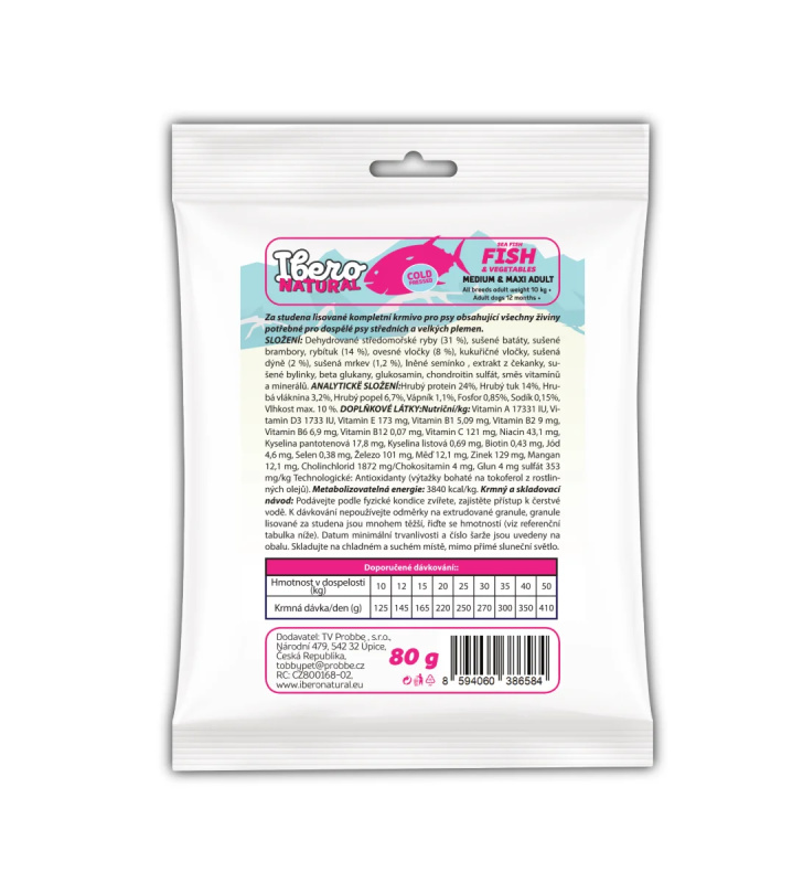 Vzorek - Ibero Cold Press Dog Adult Medium/Large Fish - 80g