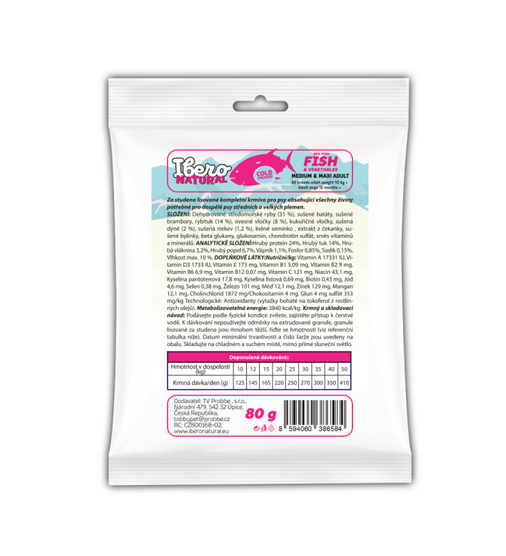 Vzorek - Ibero Cold Press Dog Adult Medium/Large Fish - 80g