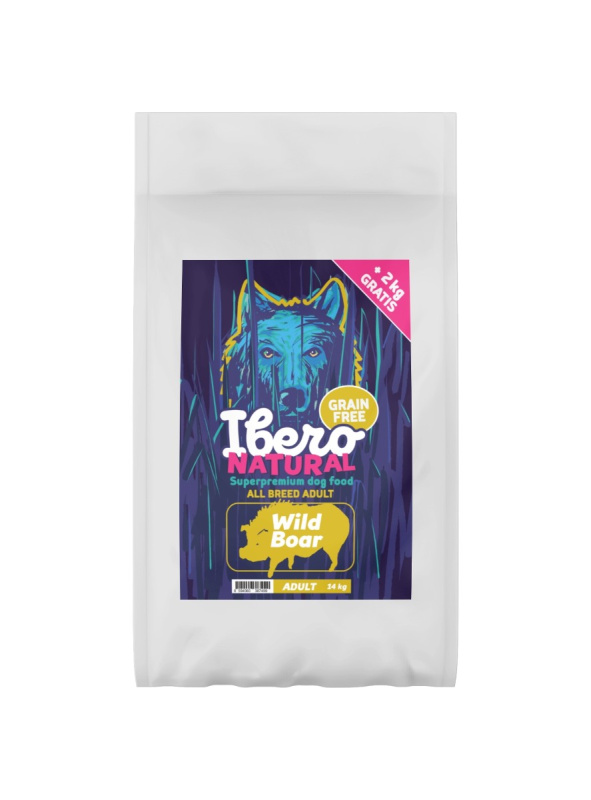 Ibero Natural Grain-free Wild Boar Adult - 12+2kg Gratis