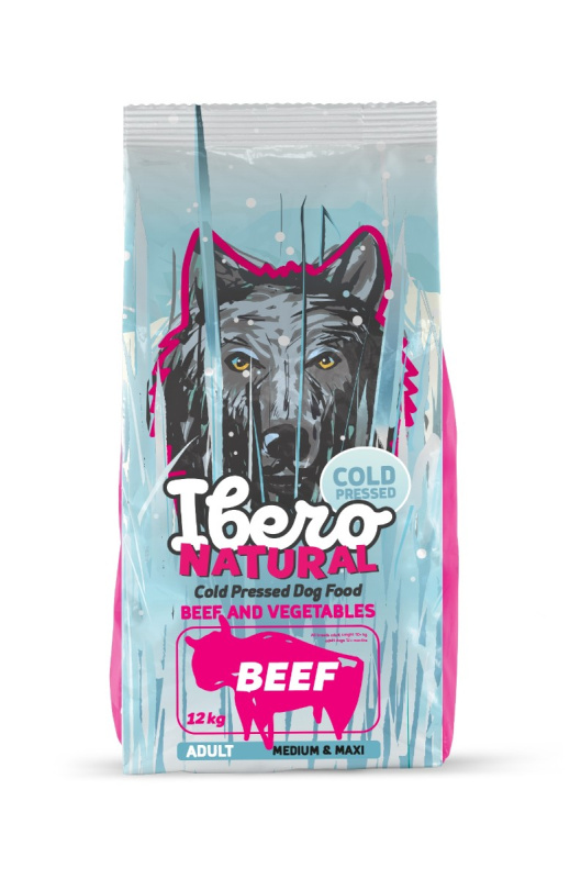 Ibero Cold Press Dog Adult Medium/Large Beef - 12kg + 3kg GRATIS