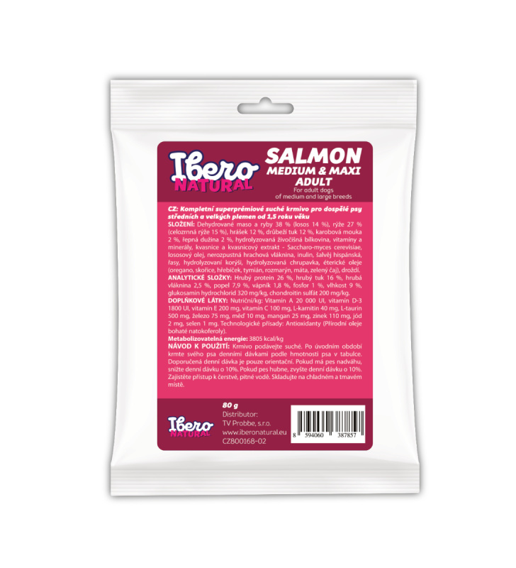Vzorek - Ibero Natural Dog Medium & Maxi Adult Salmon - 80g