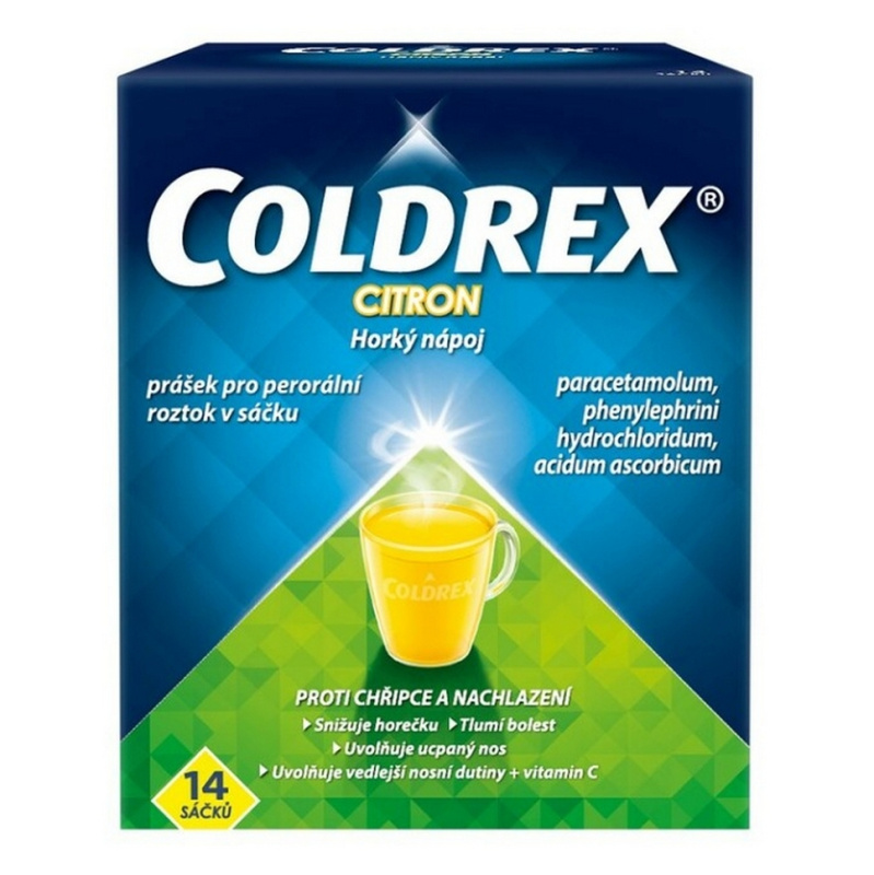 COLDREX HORKÝ NÁPOJ CITRON 750MG/10MG/60MG Prášek pro perorální roztok v sáčku 14 II