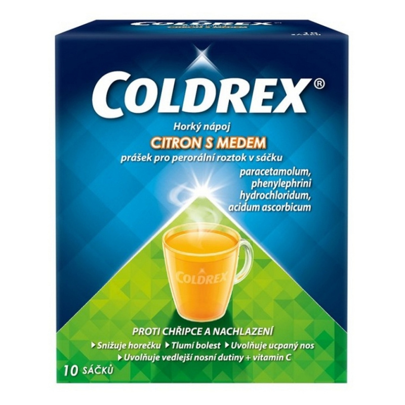 COLDREX HORKÝ NÁPOJ CITRON S MEDEM 750MG/10MG/60MG Prášek pro perorální roztok v sáčku 10