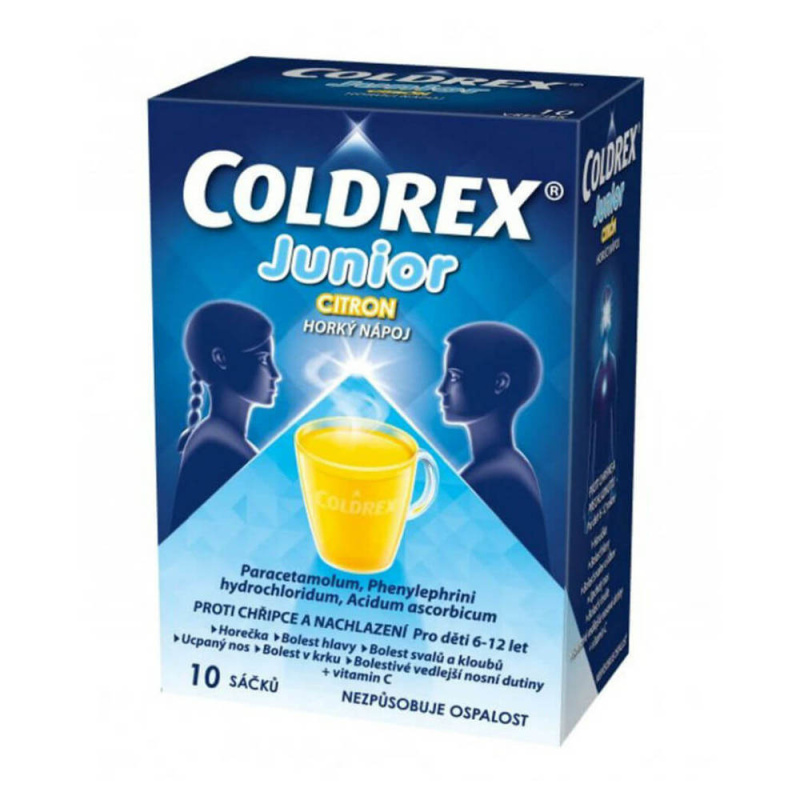 COLDREX JUNIOR CITRON 300MG/5MG/20MG Prášek pro perorální roztok v sáčku 10