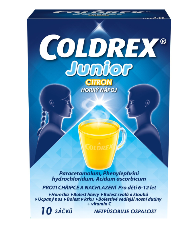 COLDREX JUNIOR CITRON 300MG/5MG/20MG Prášek pro perorální roztok v sáčku 10