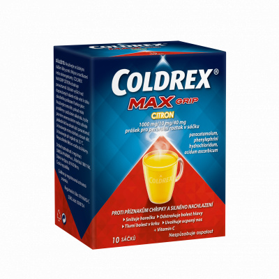 COLDREX MAXGRIP CITRON 1000MG/10MG/40MG Prášek pro perorální roztok v sáčku 10