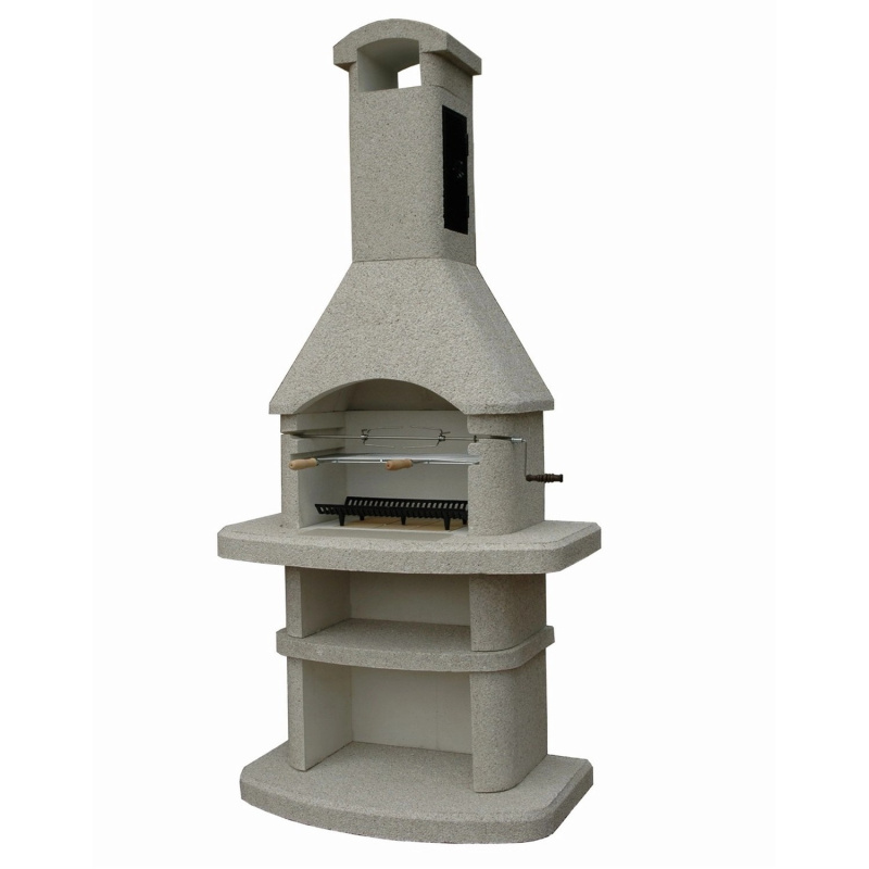 Eneko Zahradní krb Landis s udírnou, bílá, 228 x 110 x 60 cm