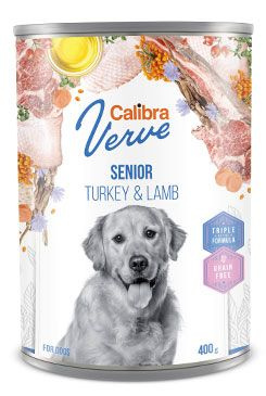 Calibra Verve Konzerva pro starší psy s krůtím a jehněčím
