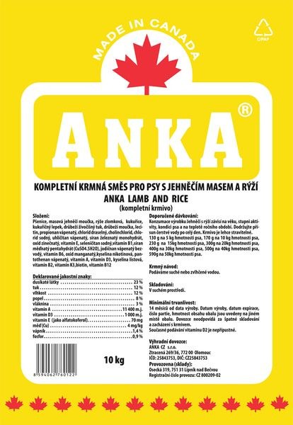 Anka Lamb& Rice  10 kg