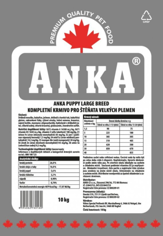 Anka Puppy Large Breed  20 kg