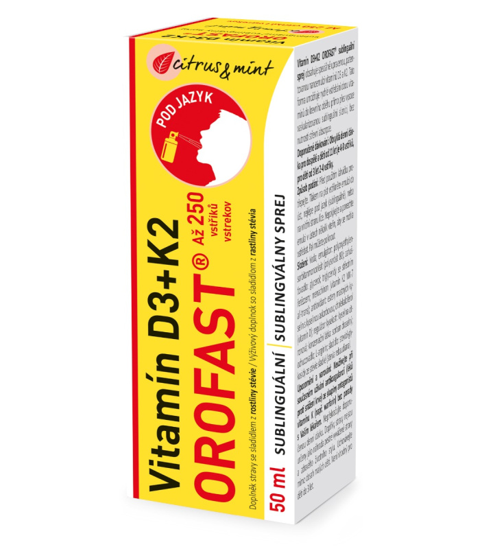 OROFAST Vitamín D3+K2 sublinguální sprej 50 ml
