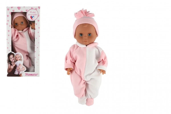 Hamiro panenka miminko 40 cm pevné tělíčko růžovo-bílý obleček