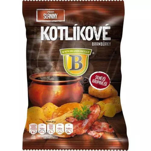 Kotlíkové brambůrky s příchutí slaniny 120g