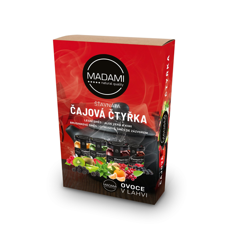 Madami Šťavnatá Čajová čtyřka - dárková sada ovocných čajů - 4 x 55 ml