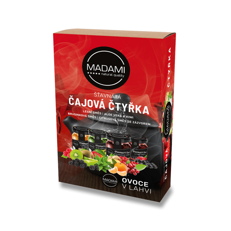 Madami Šťavnatá Čajová čtyřka - dárková sada ovocných čajů - 4 x 55 ml