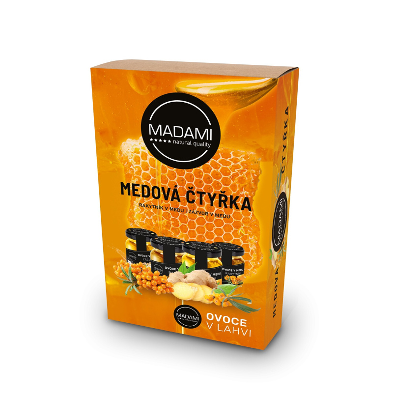 Madami Medová čtyřka - dárková sada ochucených medů