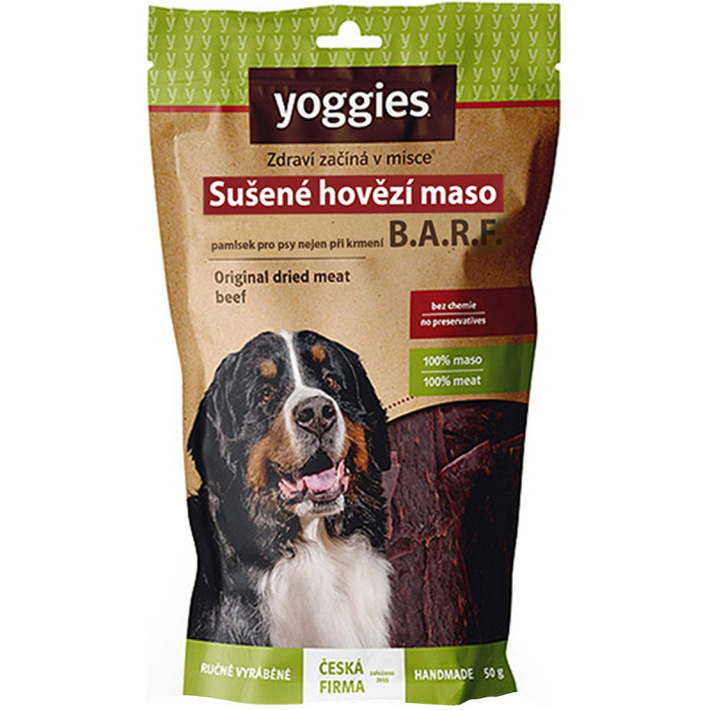 Yoggies Sušené hovězí maso pro psy (proužky) 45 g