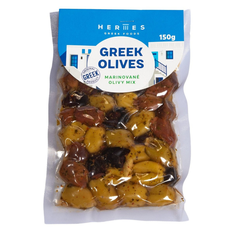 Hermes marinované černé a zelené olivy bez pecky vakuum 150g