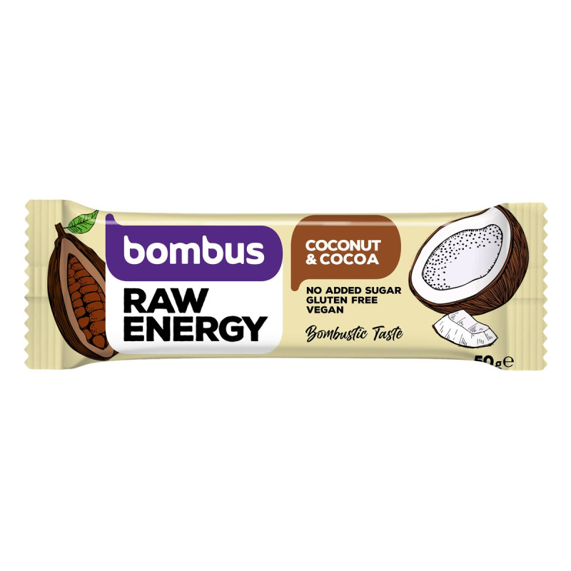 Bombus Raw ENERGY Kokos a kakao 50g