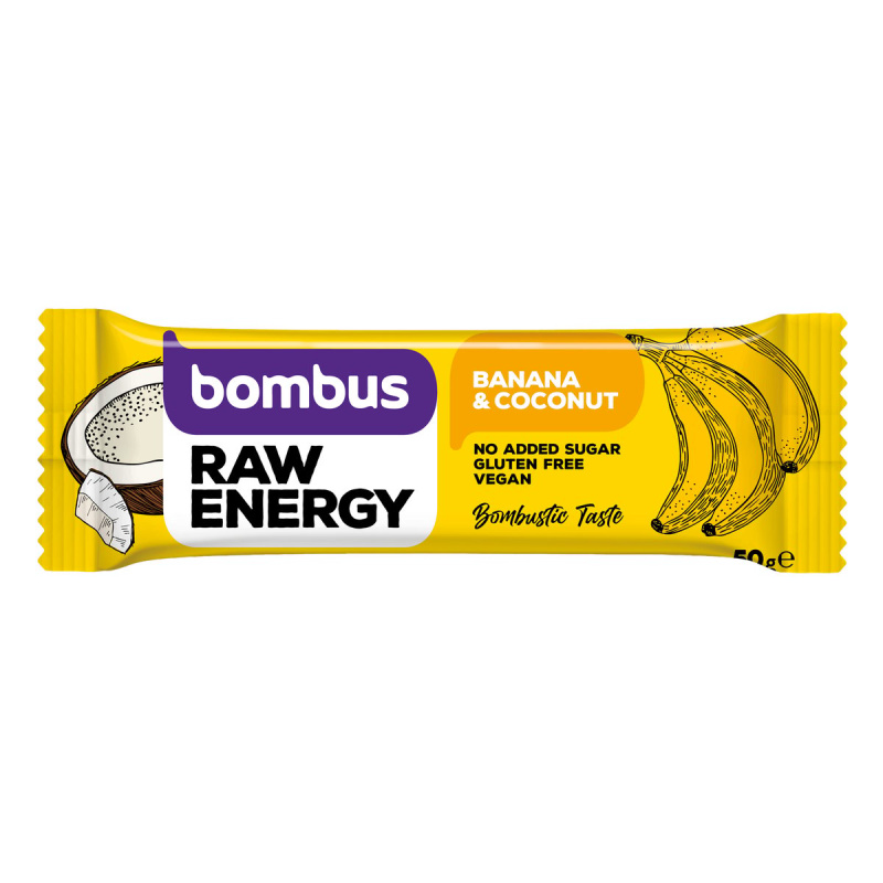 Bombus Raw Energy bar 50 g - banán/kokos