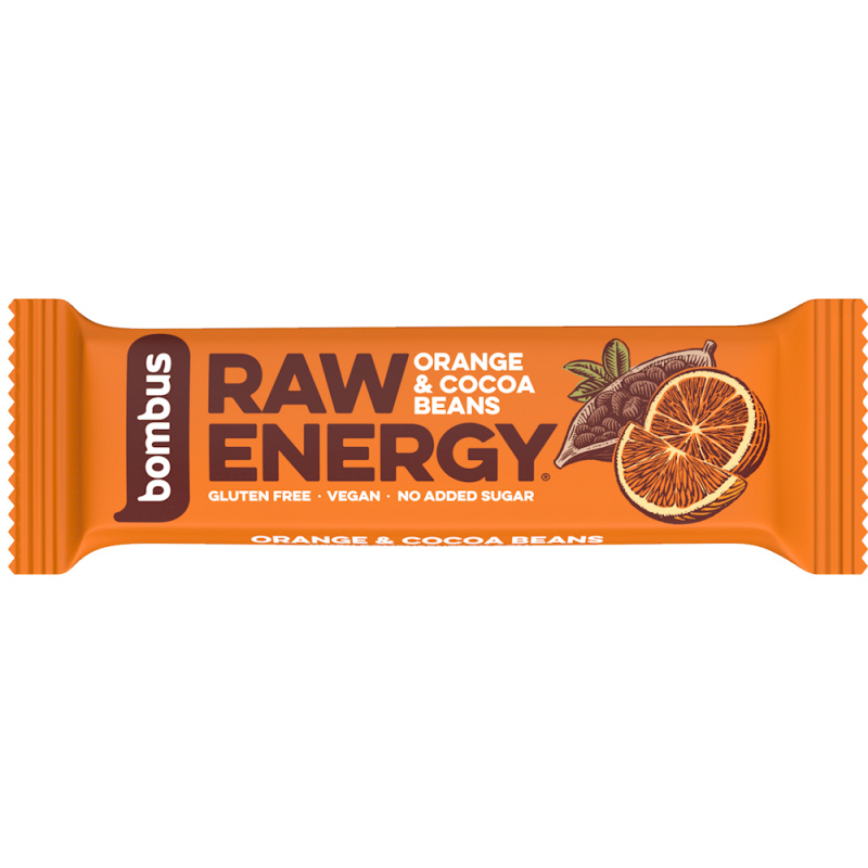 Bombus Raw Energy bar 50 g - pomeranč/kakaové boby