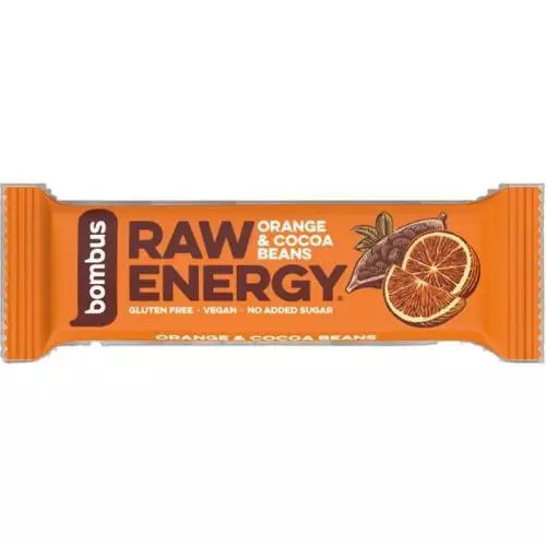 Bombus Raw Energy bar 50 g - pomeranč/kakaové boby