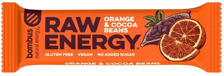 Bombus Raw Energy bar 50 g - pomeranč/kakaové boby