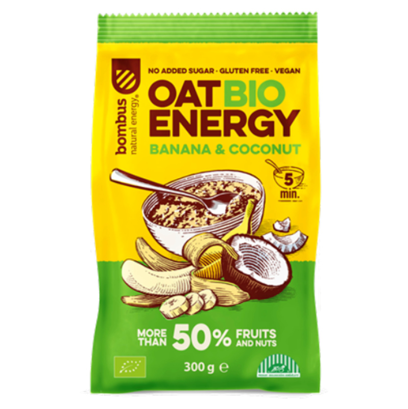 Bombus Oat Bio Energy ovesná kaše- banán a kokos, 300 g