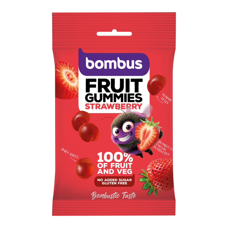 Bombus Ovocné bonbóny- jahoda, 35 g