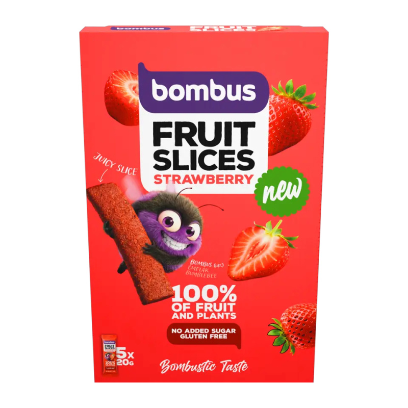 Bombus Fruit Slices 5x20 g - jahoda