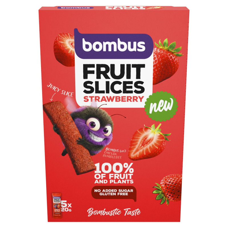 Bombus Fruit Slices 5x20 g - jahoda