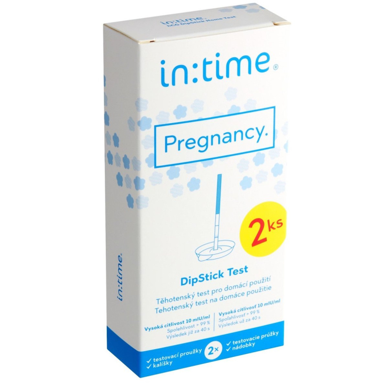 Intime Pregnancy hCG DipStick těhotenský test pro domácí použití s kalíšky