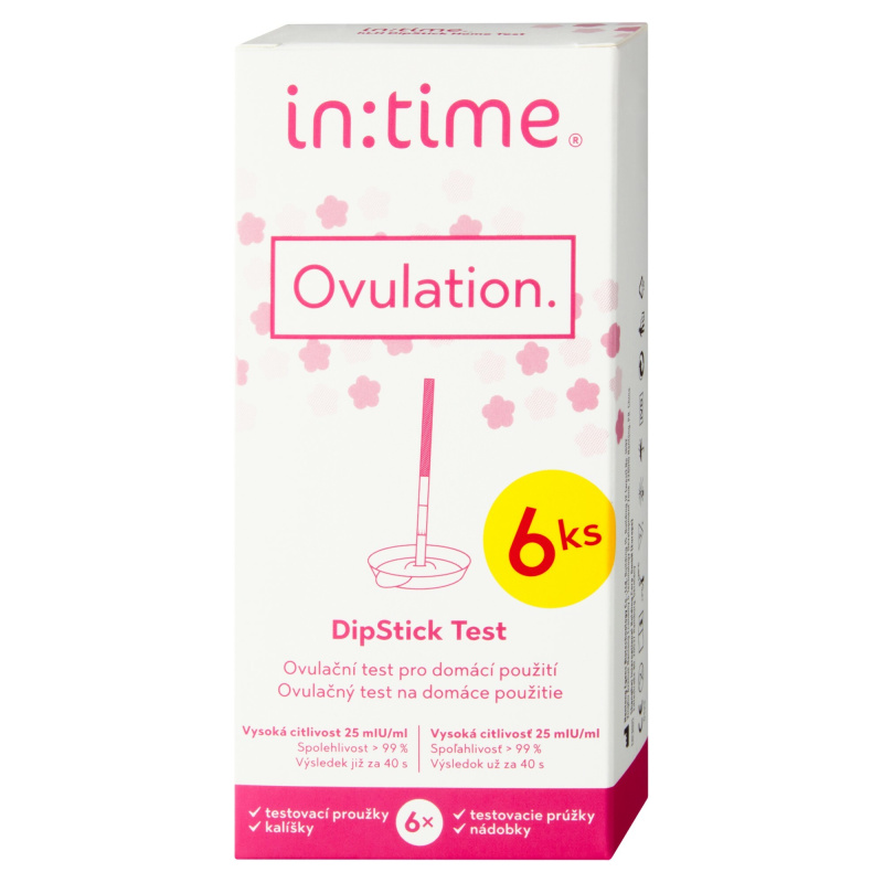 Intime Ovulation hLH dipStick ovulační test pro domácí použití s kalíšky