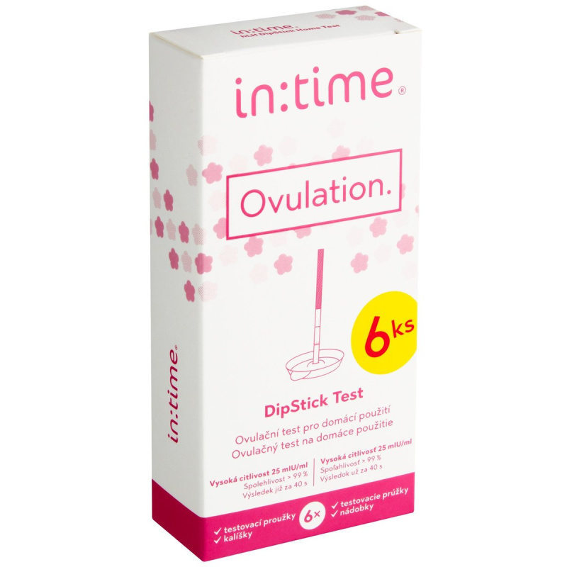 Intime Ovulation hLH dipStick ovulační test pro domácí použití s kalíšky
