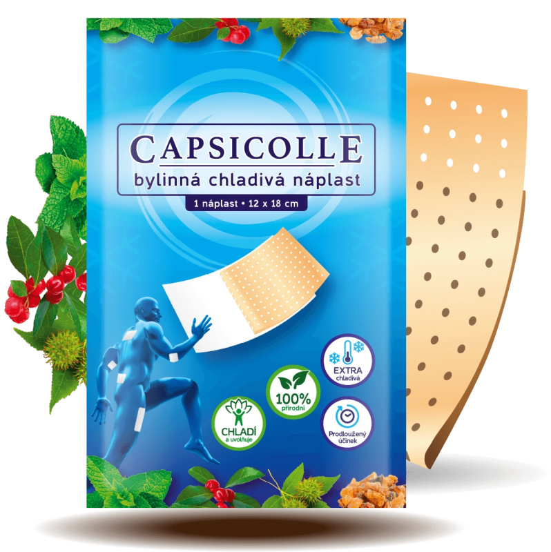 Capsicolle Bylinná náplast chladivá náplast na svaly, klouby a vazy 1 ks
