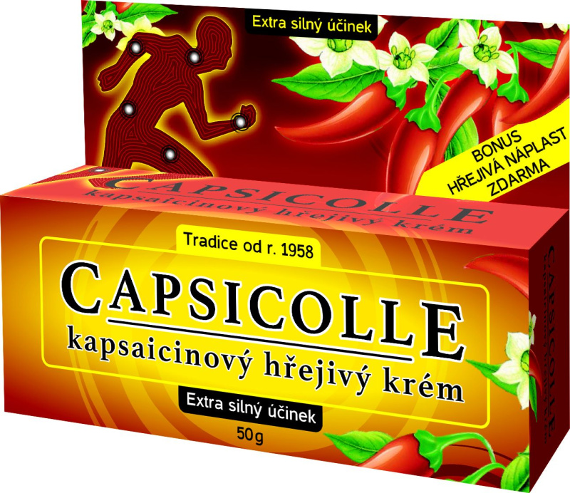 Capsicolle Capsaicin cream hřejivý krém se zesíleným účinkem na unavené svaly a klouby 50 g