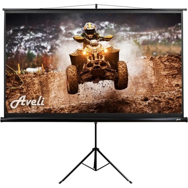 Aveli - projekční plátno se stativem - 16:9, 221 x 125 cm, úhlopříčka 100", černý tubus