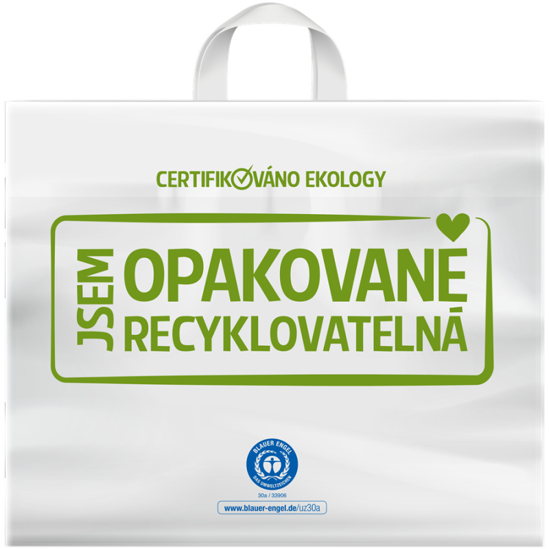 EcoRevolution Obaly Ekologická igelitová taška 48x41+22 cm Modrý Anděl ideal pack® 5O ks