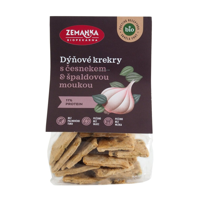 Biopekárna Zemanka BIO Dýňové krekry se špaldou a česnekem