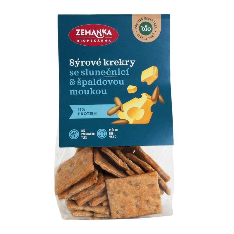Biopekárna Zemanka BIO Sýrové krekry se špaldou a slunečnicí