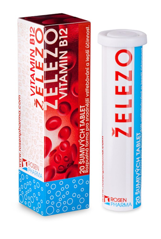 ROSEN PHARMA Železo + vitamin B12 20 šumivých tablet