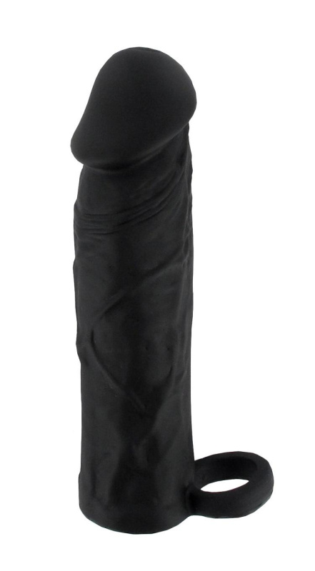 BASIC X Realistický zvětšující návlek na penis M - černý