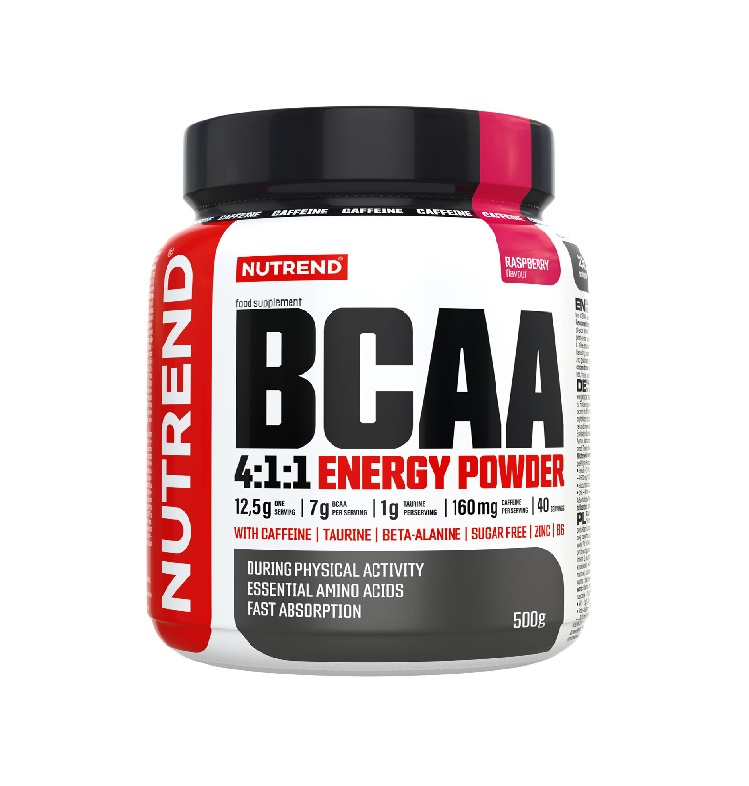 Nutrend BCAA 4:1:1 Energy Powder, 500 g Příchuť: Malina