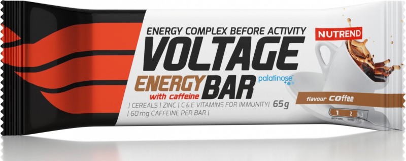 NUTREND Voltage Energy Bar + kofein, tyčinka, 65 g káva