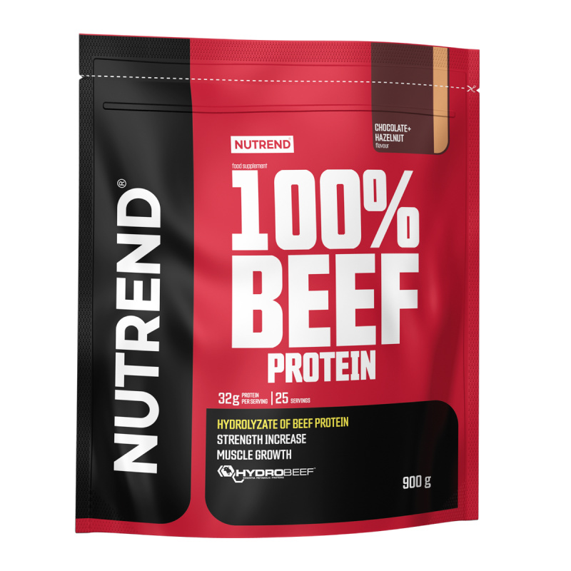 Nutrend 100% Beef Protein 900g - čokoláda/lískový ořech